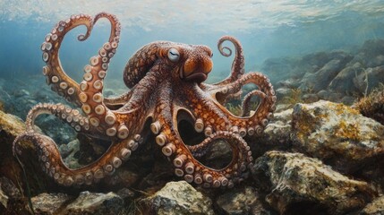 Wall Mural - Octopus on the Seabed