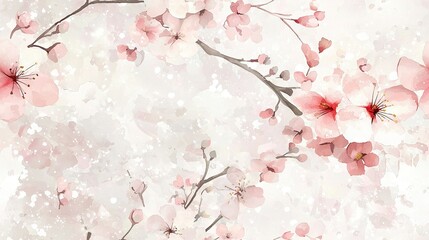 Wall Mural -   A photo featuring a magnified view of a pink blossom on a tree limb against a white and pink background