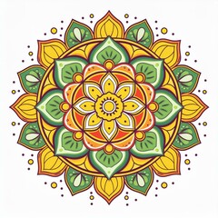 Mandala art design also called rangoli, decorative elements on white background