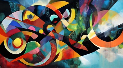 A chaotic mix of shapes and colors, evoking the feeling of an abstract dream 