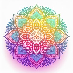 Mandala art design also called rangoli, decorative elements on white background