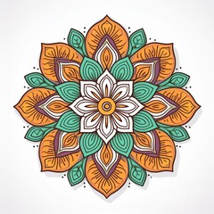 Mandala art design also called rangoli, decorative elements on white background