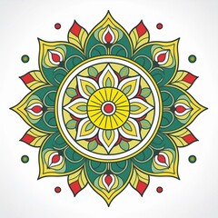 Mandala art design also called rangoli, decorative elements on white background