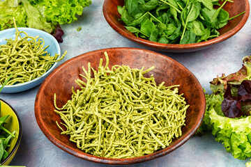 Canvas Print - Vegan Spinach Pasta.