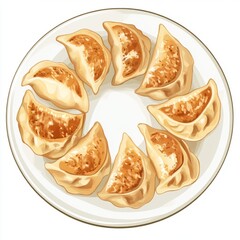 Wall Mural - Japanese style gyoza isolated on white background.