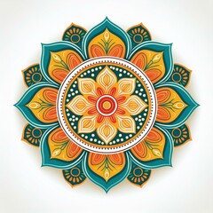 Mandala art design also called rangoli, decorative elements on white background