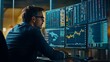 © Thaspol - Business man trader big data analyst looking at computer monitor, stock broker analysing indexes, financial chart trading online on screen