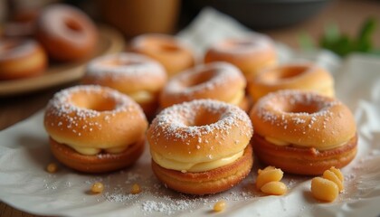 Canvas Print -  Deliciously tempting mini donut sandwiches