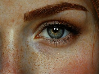 Wall Mural - Close Up Portrait of a Woman's Eye with Freckles