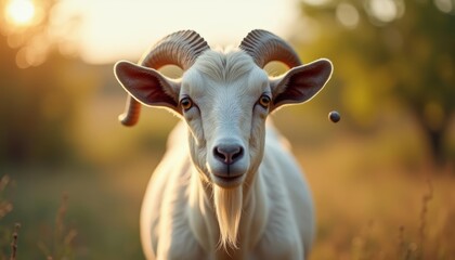 Wall Mural -  The majestic gaze of a mountain goat