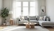 © SwathiFX - Modern living room with minimalist decor and natural light