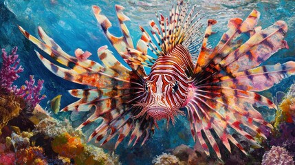 Wall Mural - Lionfish Underwater Portrait