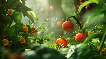 Wall Mural - Tomato sauced macaroni in a jungle