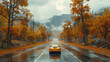 © Sompoch - Black asphalt road landscape at sunset in beautiful colorful nature. Highway scenery among mountains in autumn season.