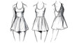 © Elnare - Hand drawn fashion sketch of a woman wearing a short, sleeveless dress.