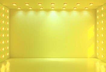 Wall Mural - Empty yellow room with lights on the ceiling.