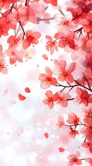 Poster - Soft pink cherry blossoms in bloom, a delicate and romantic scene.