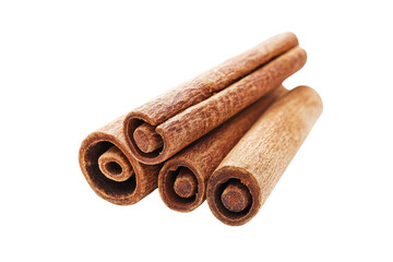 Four aromatic cinnamon sticks stacked together, showcasing their natural, rich color and unique texture, perfect for culinary use.