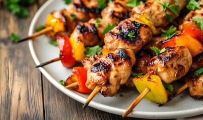 Sticker - Delicious honey chicken skewers, Generative AI