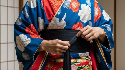 kimono dressing a closeup of someone tying background, ideas for travel magazine images