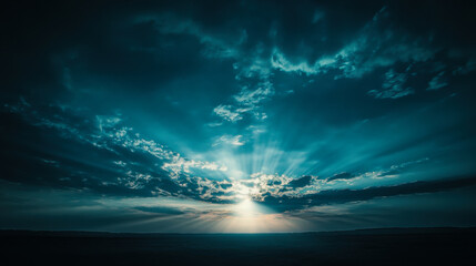 Wall Mural - vibrant sunset over the ocean with dramatic clouds illuminating the sky in a breathtaking display of