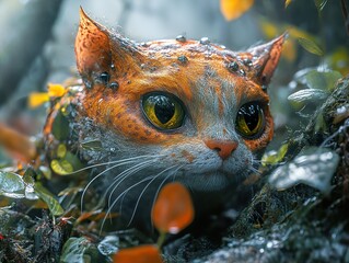 Canvas Print - Mystical Forest Cat - A Close-Up Portrait