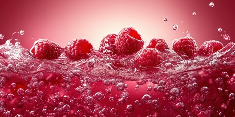 Wall Mural - Fresh Splash of Raspberry Juice in Vibrant Colors