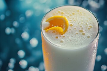 Gin Fizz Cocktail with Citrous and Bubbles. Cold Alcoholic Beverage on Bar Background