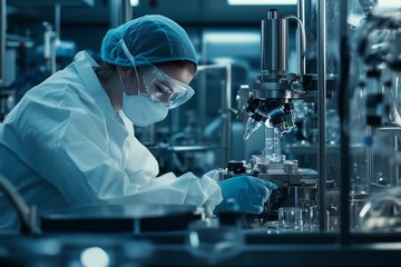 science worker engineer servicing and repairing advanced machinery in medical equipment hygiene fact