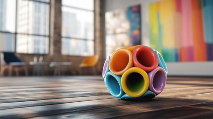 Leinwandbilder - Playful geometry, colorful ball sculpture, modern loft, artistic vibe