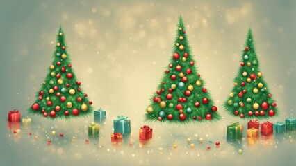 Poster - christmas tree and decorations