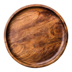 Canvas Print - Round wooden plate with smooth texture, isolated on transparent cutout background