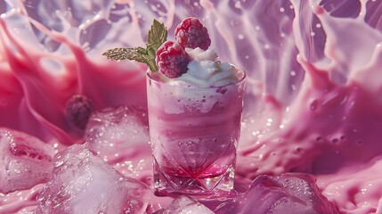 Wall Mural - Velvet sorbet on a backdrop of rock glass straw