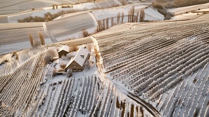 Wall Mural - Winter Landscape with Farm House