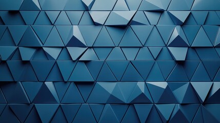 Sleek Blue Geometric Wallpaper with Polished 3D Blocks on Triangular Mosaic Background
