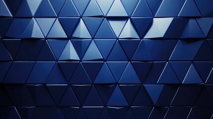 Modern Blue Geometric Mosaic Wall Design with Futuristic 3D Blocks