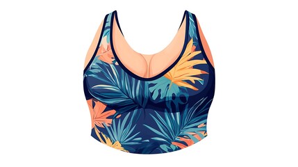 Tropical print crop top with straps.