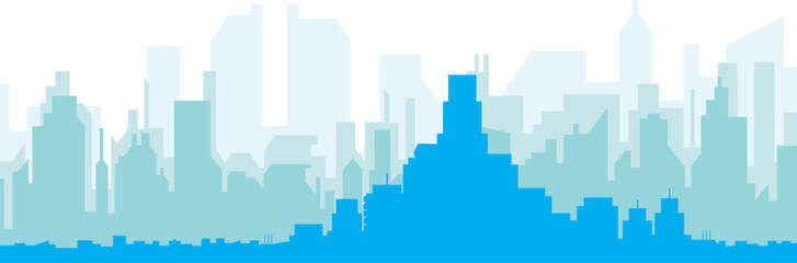 Wall Mural - Blue panoramic city skyline poster with bluish misty transparent background buildings of BOGOTA, COLOMBIA