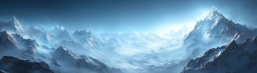 Canvas Print - Snow-capped mountains rise majestically under a clear sky.