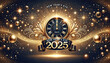 © Aimee - New Year's Eve 2025 Clock with Golden Fireworks and Sparkling Background