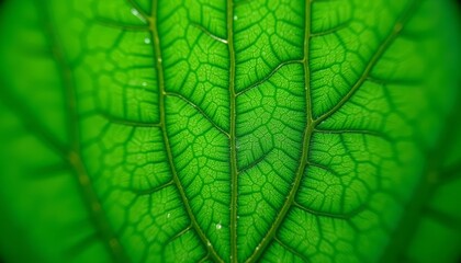  Vibrant green leaf with intricate vein patterns