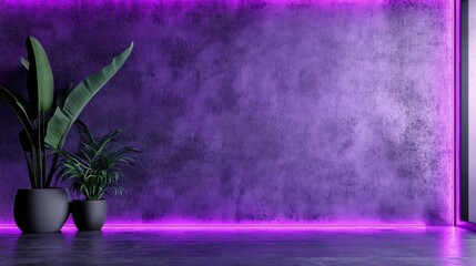 Canvas Print - Purple concrete wall texture with neon accents