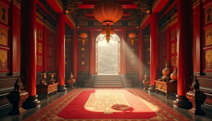  Elegant Chinese Hallway with Sunlit Entrance