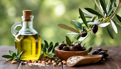 Wall Mural - Olive Oil: A Natural and Healthy Nourishment for Sustainable Living and Culinary Delights