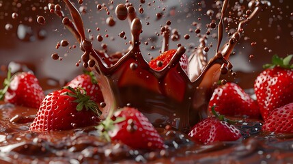 Wall Mural - Vocal chocolate splash with strawberries