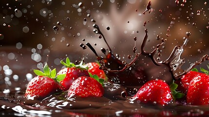 Wall Mural - Vocal chocolate splash with strawberries