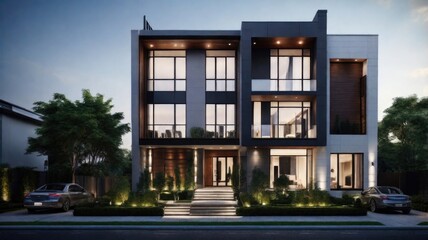 Luxury modern townhouse architecture building city