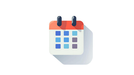 Wall Mural - Flat design calendar icon with red header and blue and purple dates.