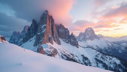 Wall Mural -  Majestic peaks under a vibrant sky