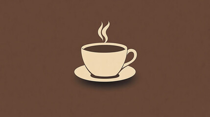 Wall Mural - Simple illustration of a steaming cup of coffee on a saucer.